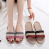 Linen slippers, home couple indoor slippers, wooden floor cotton and linen home anti-slip thick-soled summer cool slippers for men and women details Picture